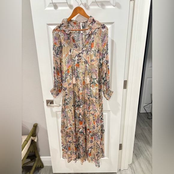 Anthropologie Marais Tiered Floral Chiffon in Owl Print size Small - Picture 11 of 16